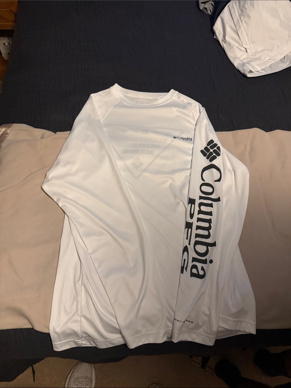 Columbia White Long-Sleeve Performance Tee with Black Sleeve Logo